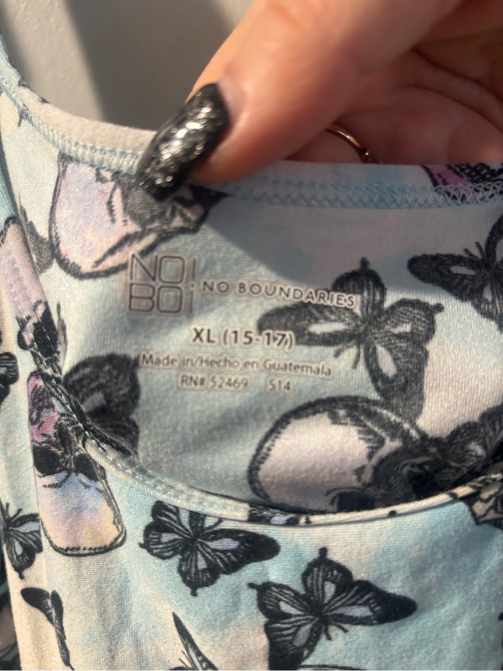 No Boundaries Light Blue Butterfly Print Tank Top